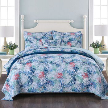 Quality Quilted Cotton Bedspread Quilt Set 3pcs Coverlet Printed Quilts Bed Cover Pillowcase King Queen Size Bedding Blanket